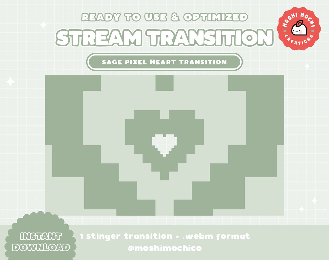 Sage Pixel Heart Stinger Transition