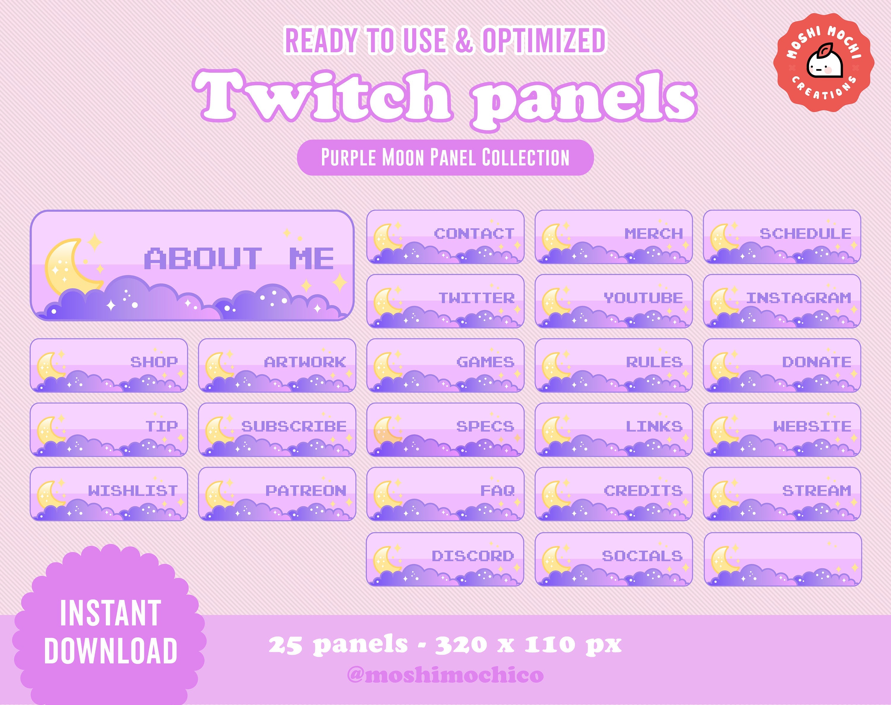 Peach Blossom dusk Twitch Panels Twitch Panel Cute Custom Twitch