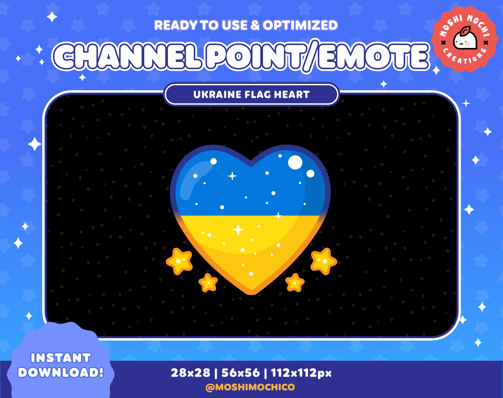 Ukraine Heart Emote / Channel Point (FREE) – MoshiMochiCo