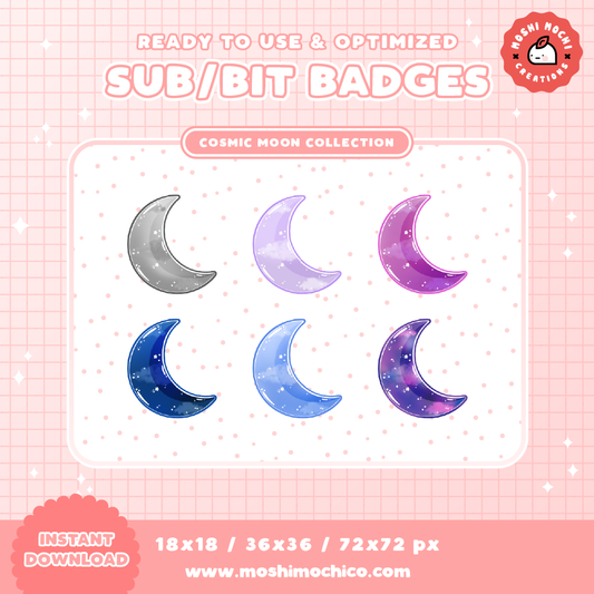 Twitch Sub/Bit Badges - Cosmic Moon Set