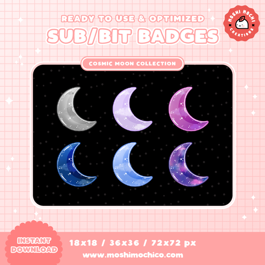 Twitch Sub/Bit Badges - Cosmic Moon Set