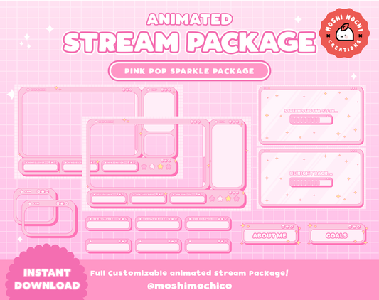 Animated Twitch Pink Sparkle Stream Package