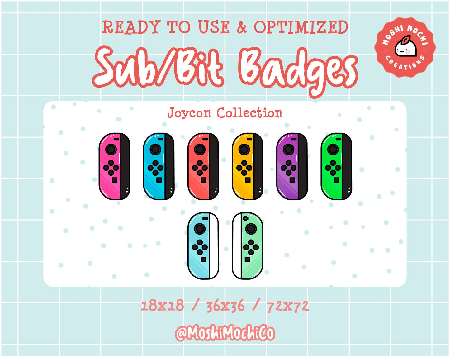 Twitch Sub Badges / Bit Badges - 8x Gamer Joycons