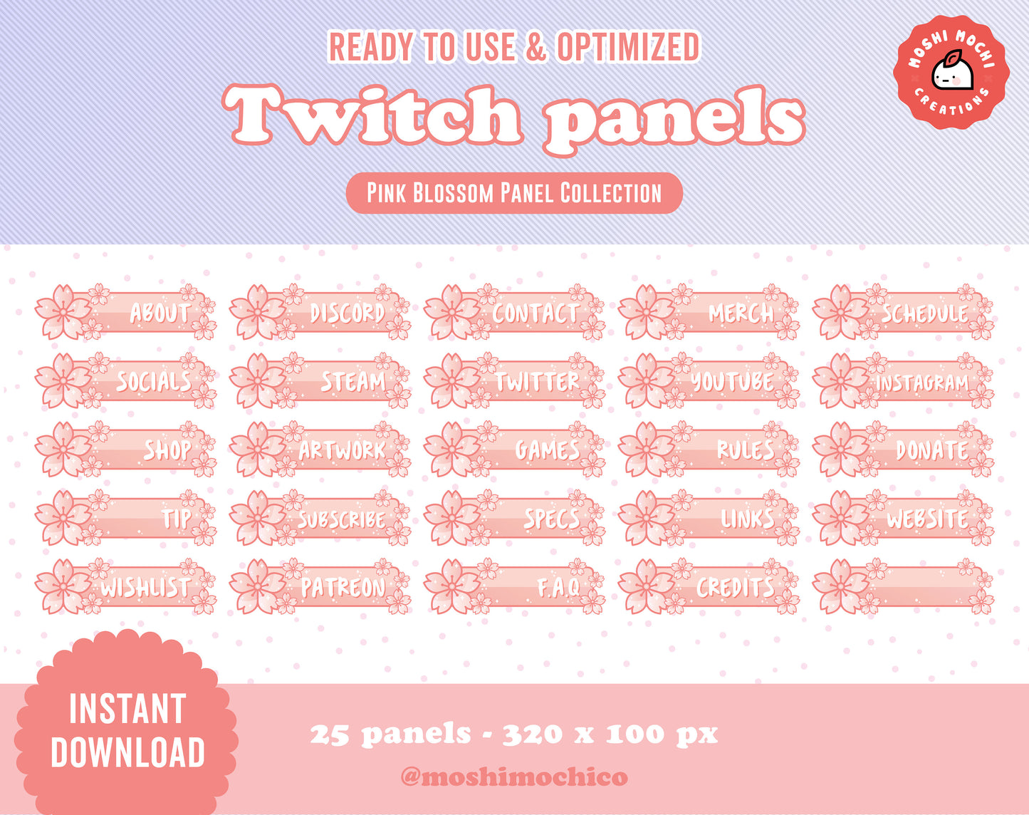 Twitch Panels - 25x Pink Cherry Blossom Collection