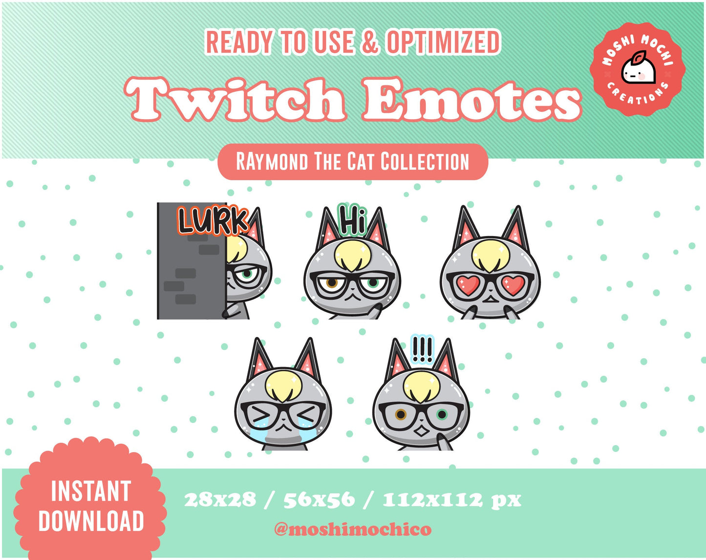 Twitch Emote - 5x Raymond the Cat