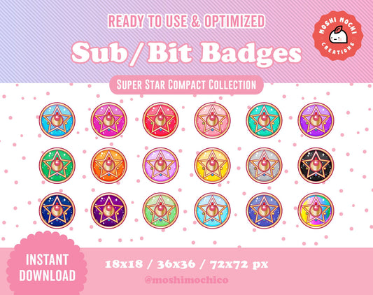 Twitch Sub Badges / Bit Badges - 18x Sparkle Star Compact Collection