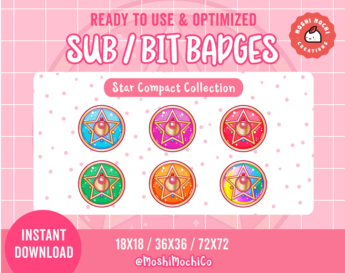 Twitch Sub Badges / Bit Badges - 6x Star Compacts