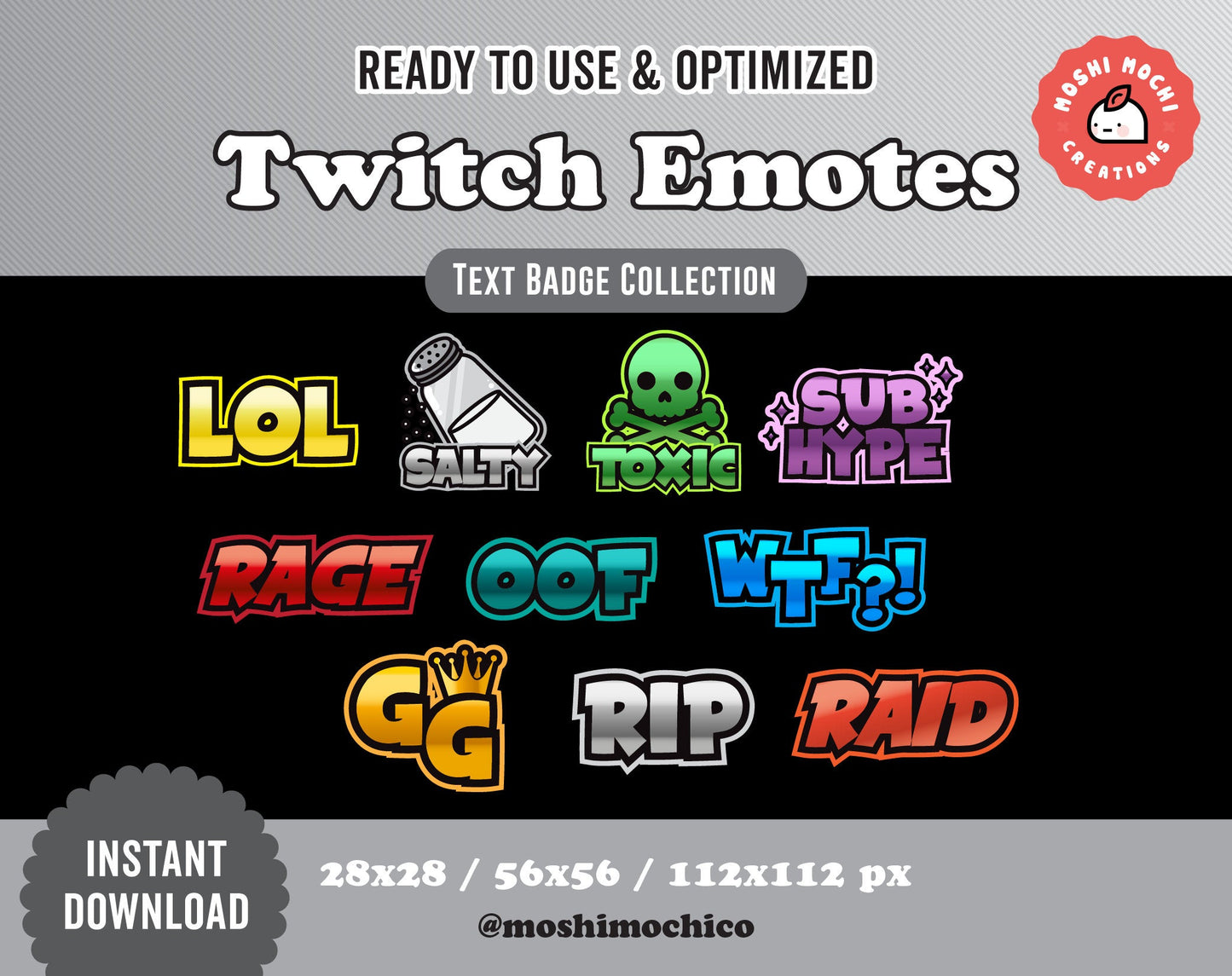 Twitch Text Emotes - 10x Cool Gradient Text Collection