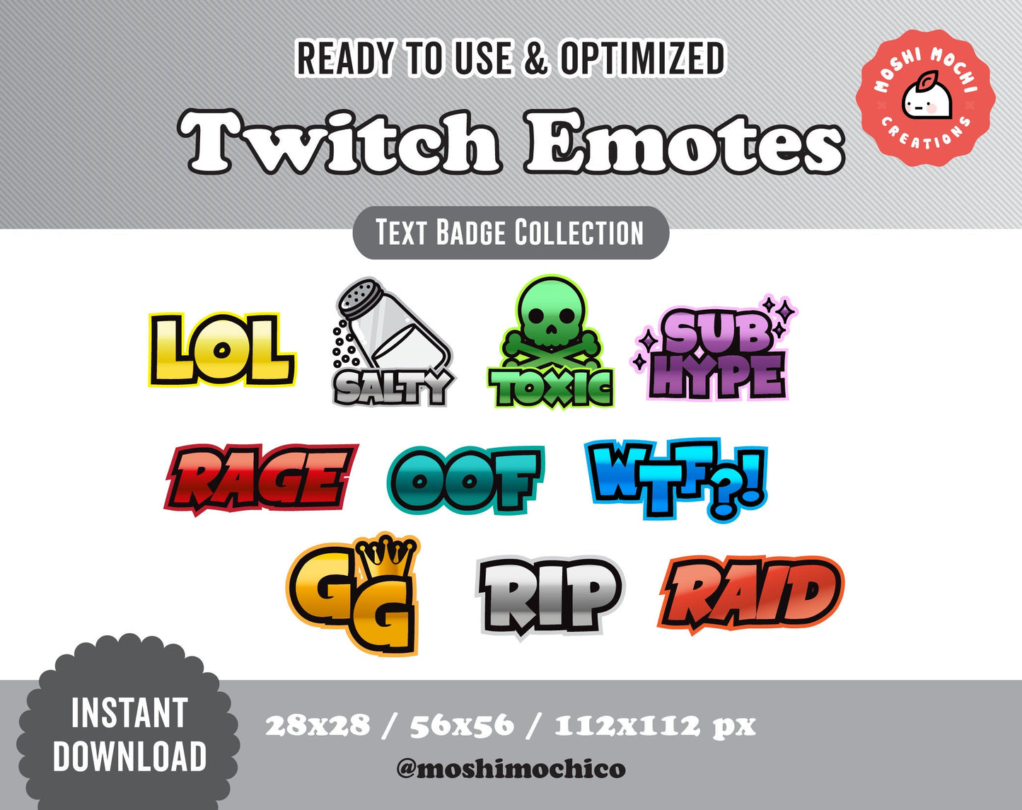 Twitch Text Emotes - 10x Cool Gradient Text Collection