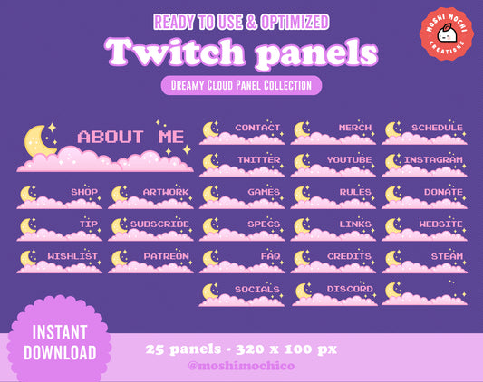 Twitch Panels - 25x Dreamy Pink Cloud Collection