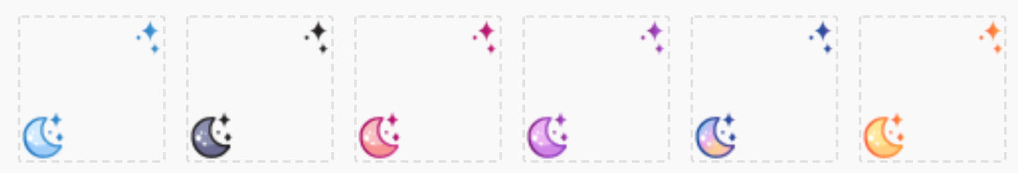 Twitch Sub Badge Flair - 6x Cute Sparkle Moons