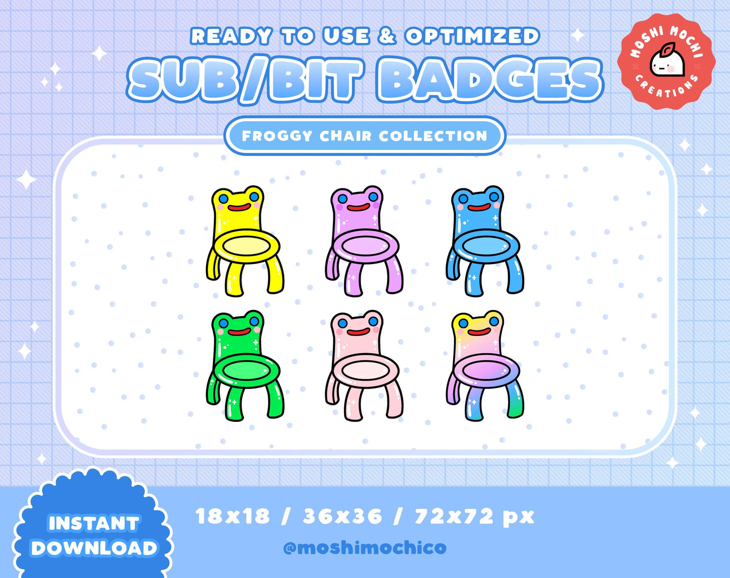 Twitch Sub Badges / Bit Badges - 6x Froggy Chairs