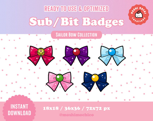 Twitch Sub Badges / Bit Badges - 5x Sailor Seifuku Bow