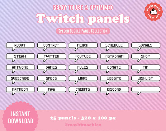 Twitch Panels - 25x Pixel Speech Bubble