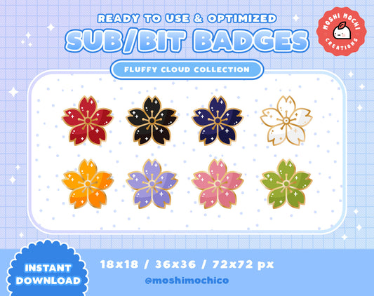 Twitch Sub Badges / Bit Badges - 8x Traditional Cherry Blossoms