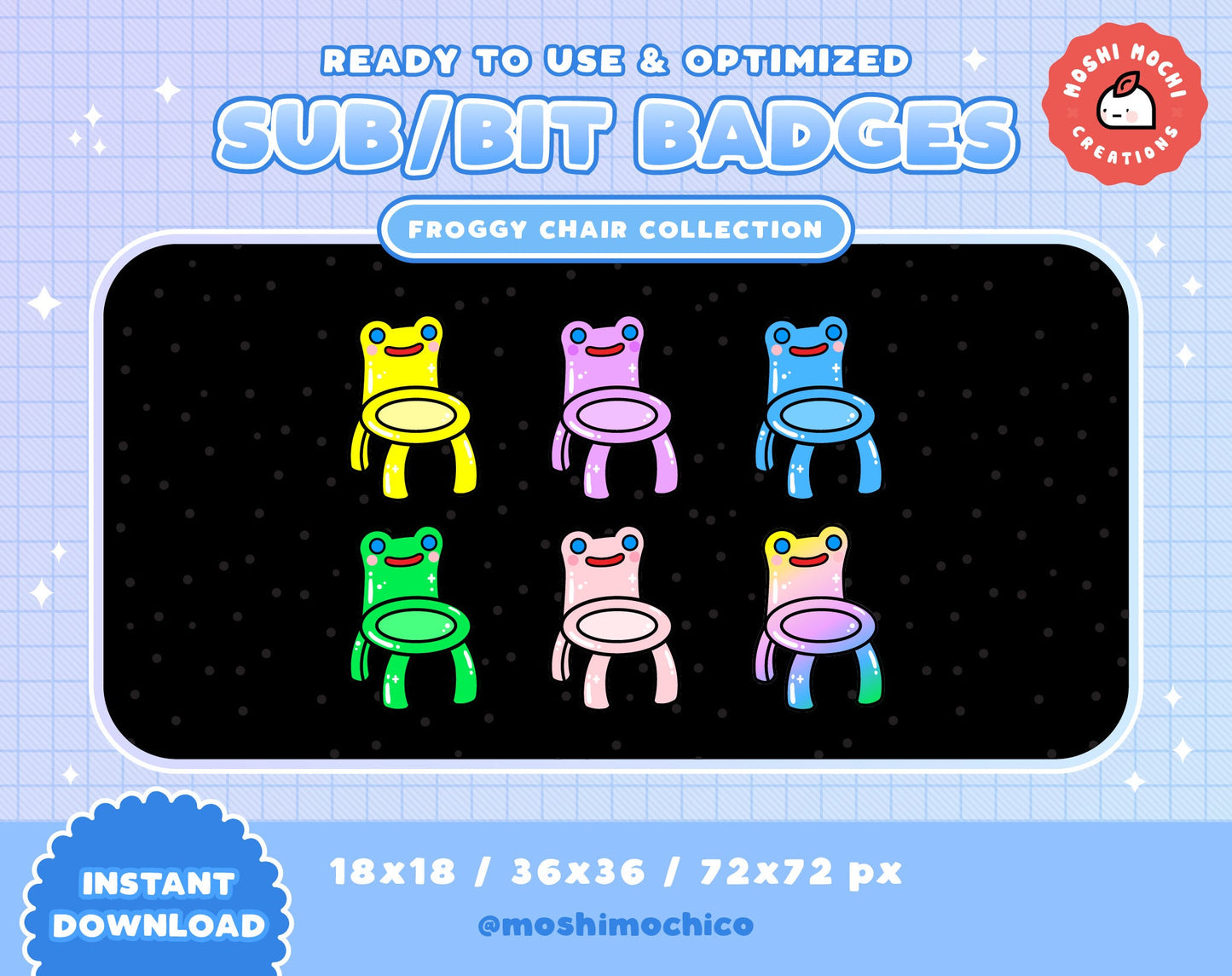 Twitch Sub Badges / Bit Badges - 6x Froggy Chairs