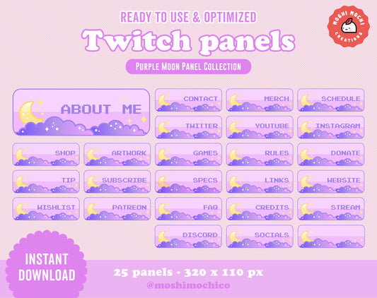 Twitch Panels - 25x Purple Moon