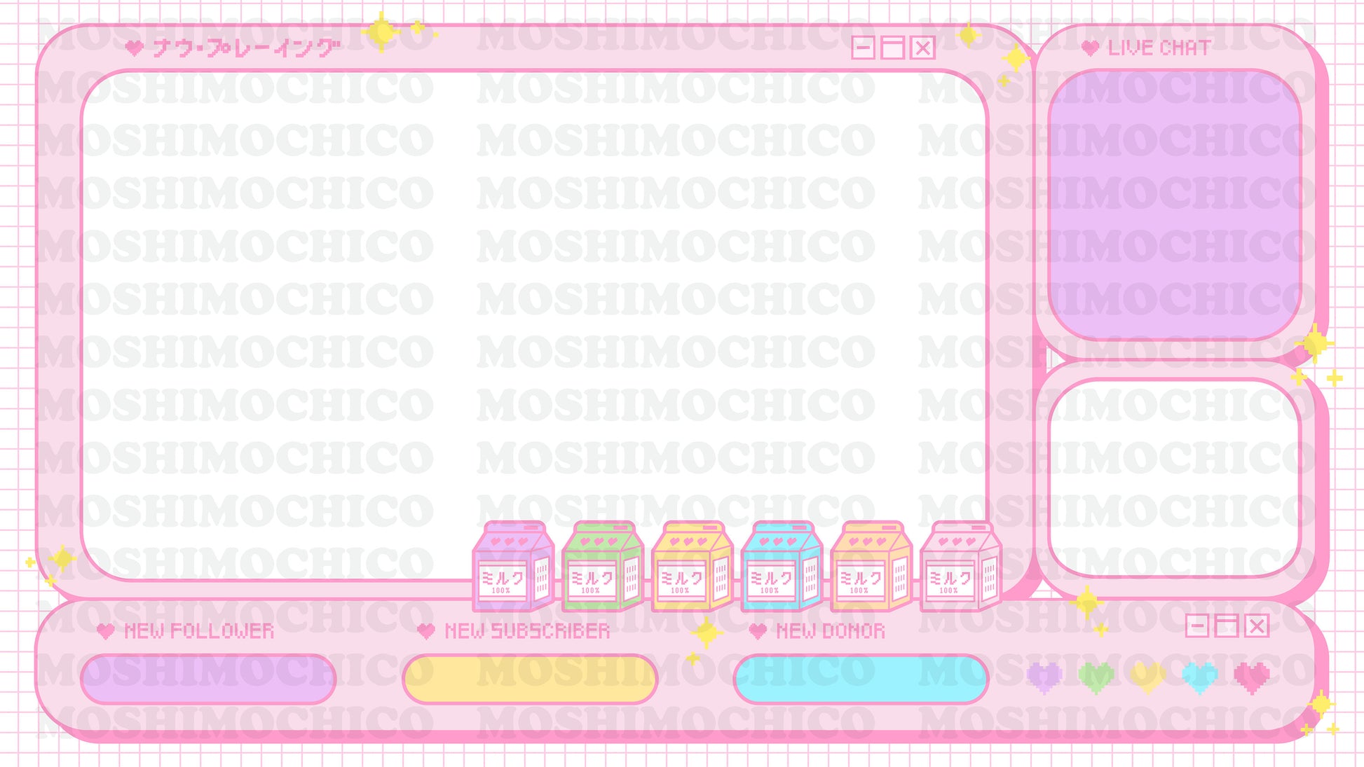 Cute Kawaii Overlay Screen - Pink