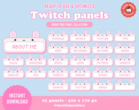 Twitch Panels - 25x White Sparkle Bunny Collection