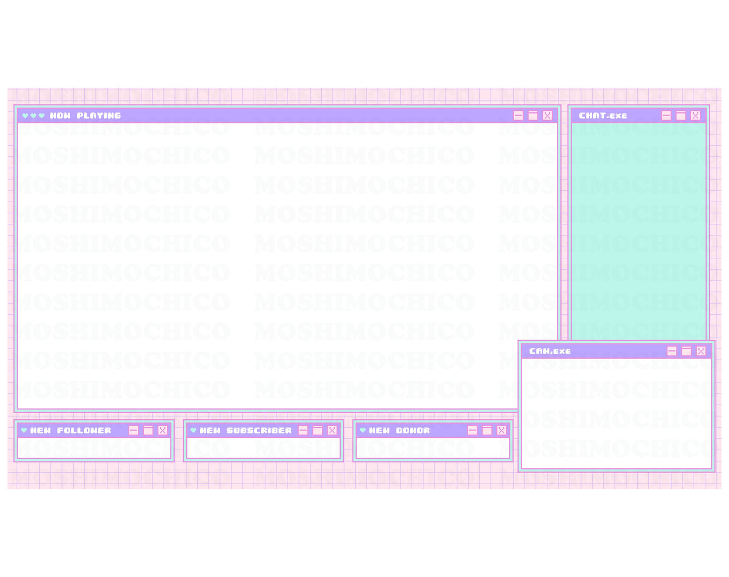 Twitch FullScreen Overlay - 1x Pastel Pixel Computer Aesthetic