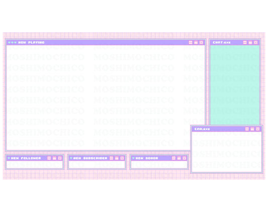 Twitch FullScreen Overlay - 1x Pastel Pixel Computer Aesthetic