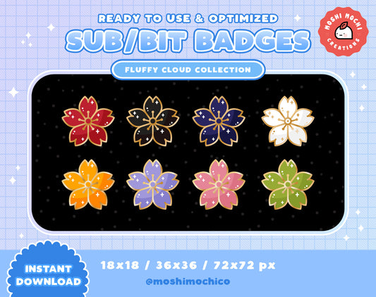 Twitch Sub Badges / Bit Badges - 8x Traditional Cherry Blossoms