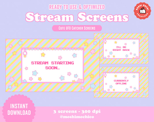 Twitch Stream Screens - 3x Cute Japanese Arcade Machine Collection