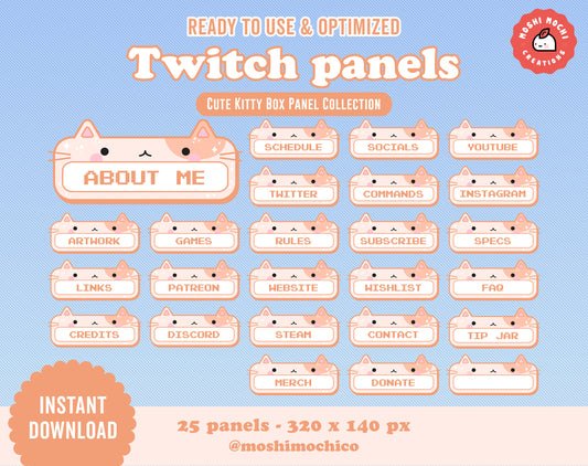 Twitch Panels - 25x Caramel Cream Kitty Cat Box Collection