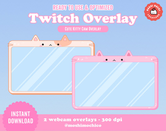 Twitch Webcam Overlay - 2x Cute Pink Caramel Kitty