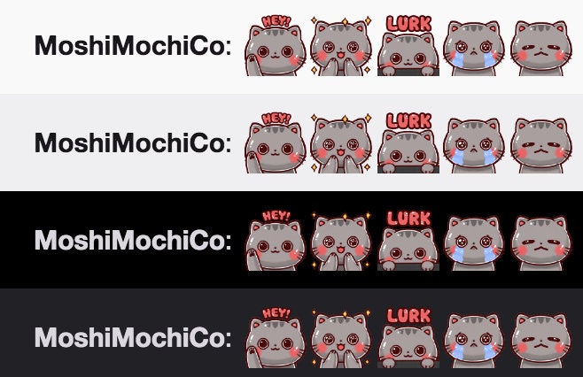 Twitch Emotes - 5x Grey Kitty Cat