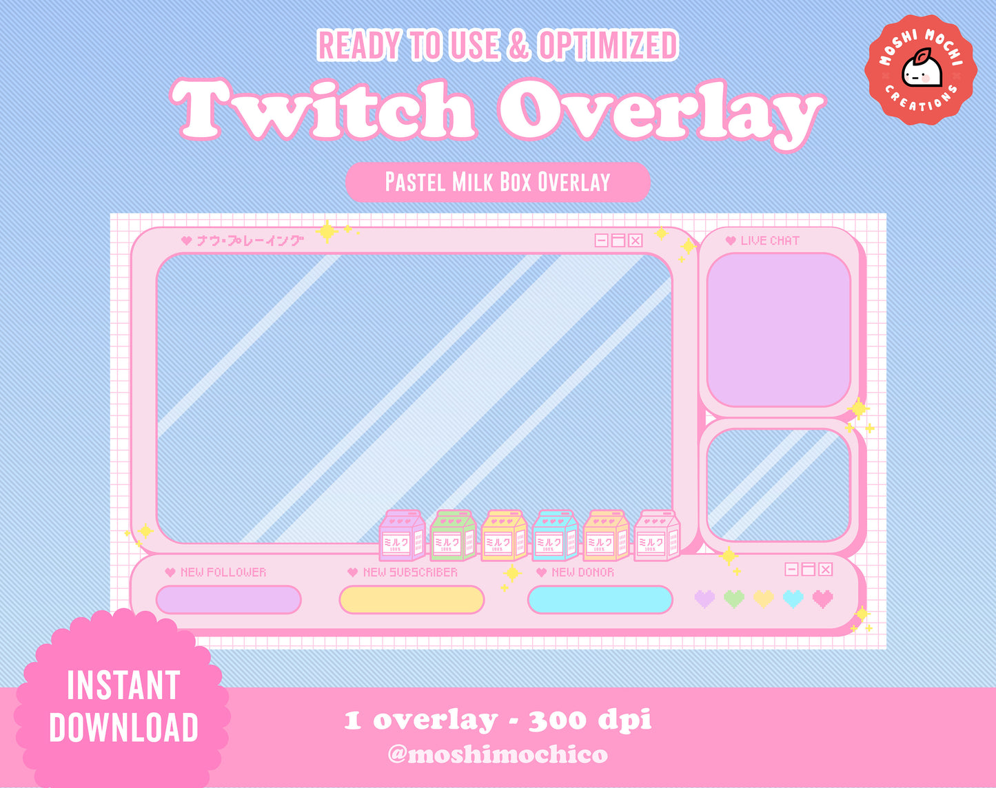 Twitch Full Screen Overlay - 1x Pastel Milk Box