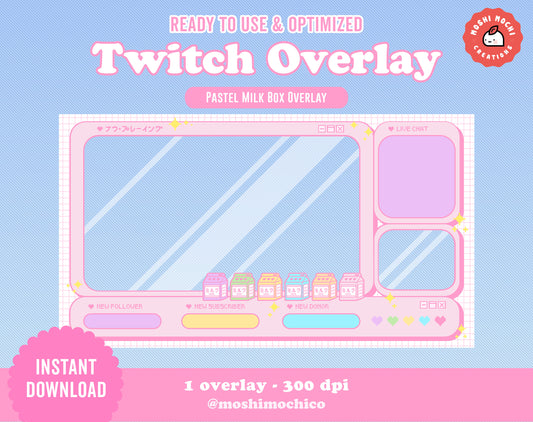 Twitch Full Screen Overlay - 1x Pastel Milk Box