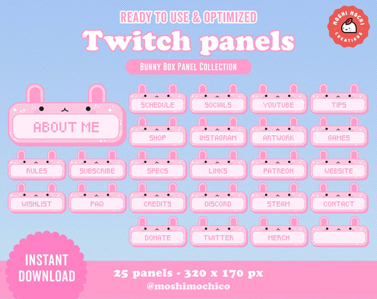 Twitch Panels - 25x Pink Sparkle Bunny Collection